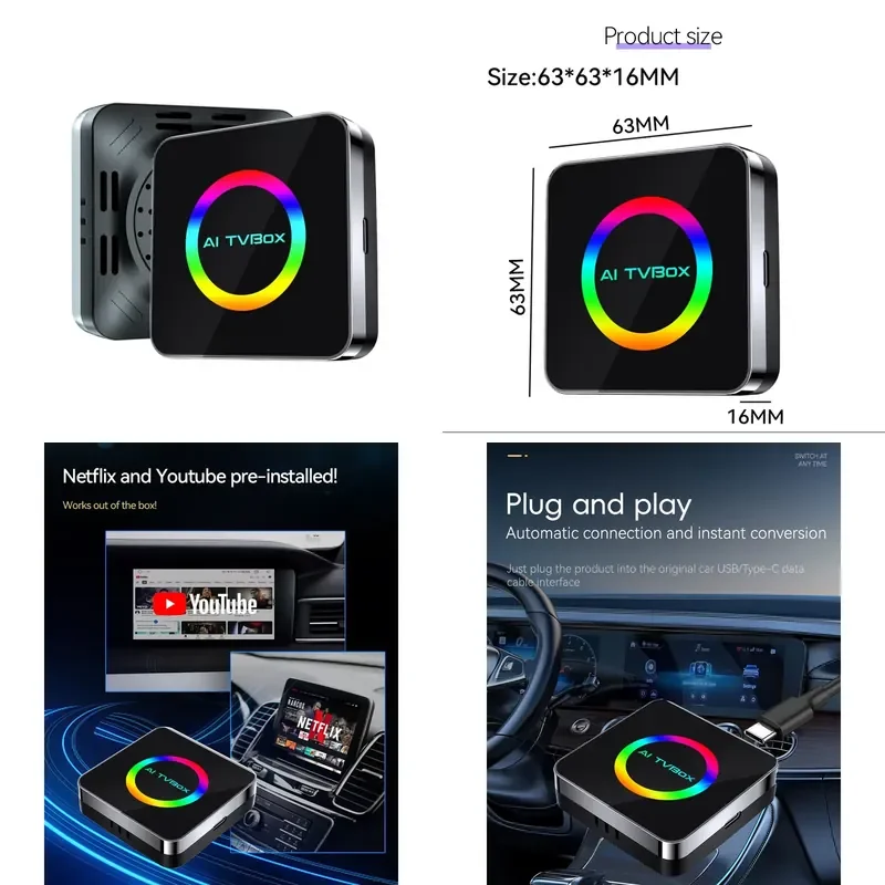 【CHIMU HOME】 4+32G for Android 13 for Wireless for CarPlay for Android Auto AI Box for Wired for CarPlay Cars Multimedia Box
【CHIMU HOME】 4+32G for Android 13 for Wireless for CarPlay for Android Auto AI Box for Wired for CarPlay Cars Multimedia Box