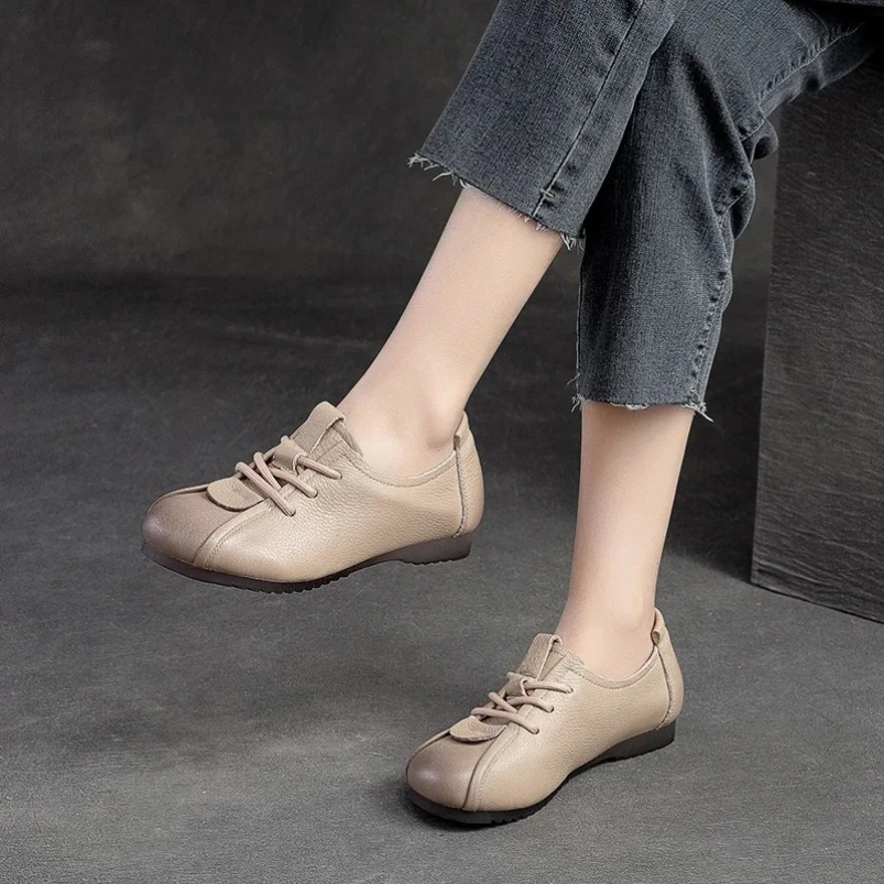 2025 Comfortable Casual Women Flats Shoes Spring New Genuine Leather Lace-up Soft Sole Round Toe Solid Color Shoes
2025 Comfortable Casual Women Flats Shoes Spring New Genuine Leather Lace-up Soft Sole Round Toe Solid Color Shoes
