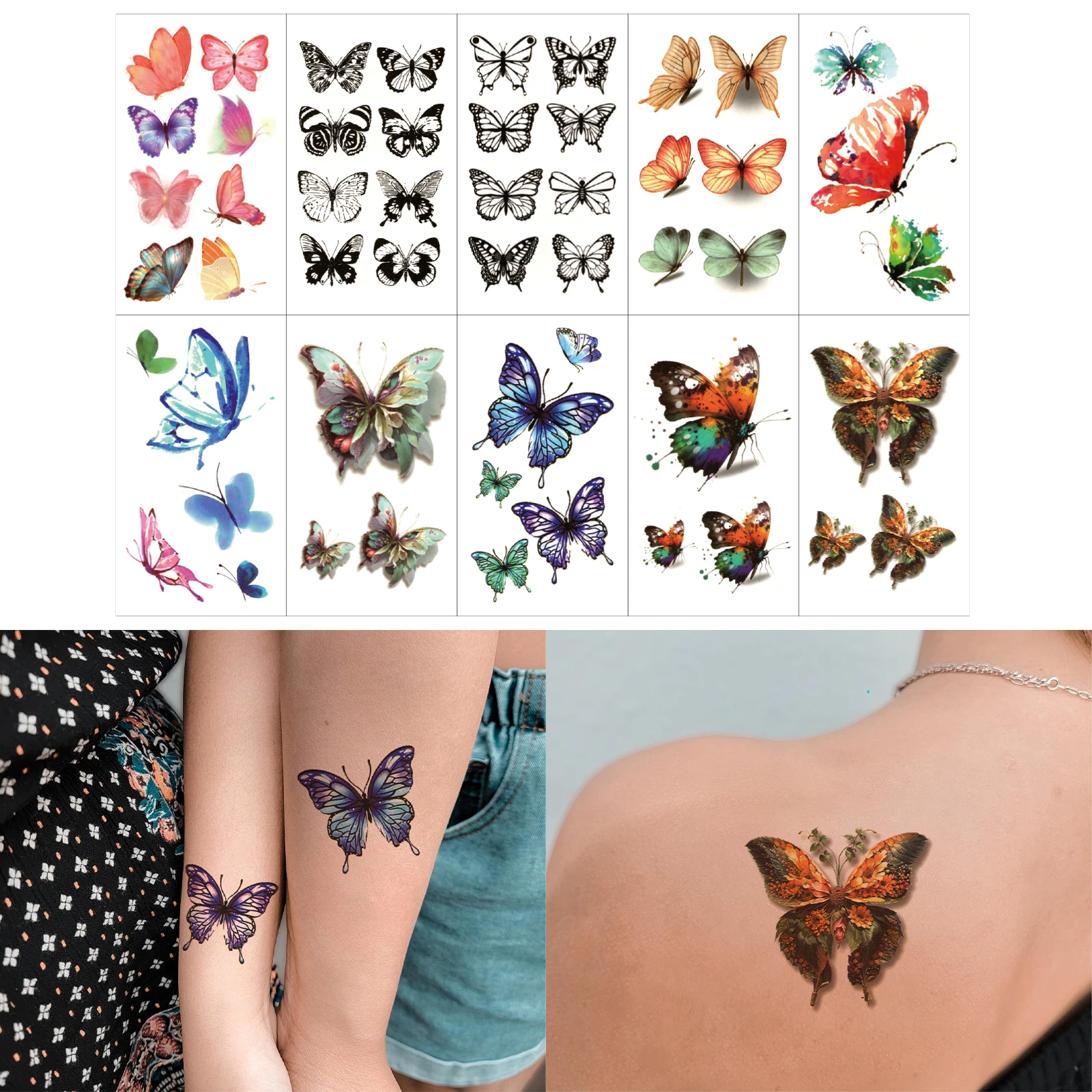 10pcs Colorful Butterflies Series Temporary Tattoo Stickers Arm Wrist Fake Tattoo Body Art Charming Dreamy Butterfly Fake Tattoo
10pcs Colorful Butterflies Series Temporary Tattoo Stickers Arm Wrist Fake Tattoo Body Art Charming Dreamy Butterfly Fake Tattoo