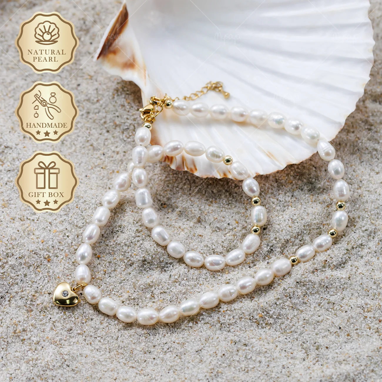 MYSOYA White Rice Freshwater Pearl Necklace 6-7mm Gold Extender Chain, Gift Box, Elegant Style S569
MYSOYA White Rice Freshwater Pearl Necklace 6-7mm Gold Extender Chain, Gift Box, Elegant Style S569