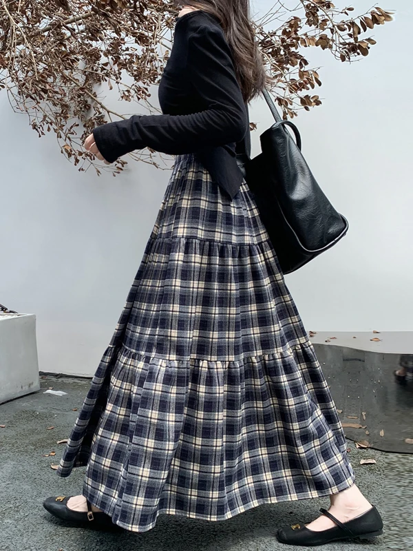 Retro Plaid A-Line Midi Skirt Women's High Waist Slimming Hip Covering Gown Spring Autumn Seasonal Fulln Umbrella Skirt
Retro Plaid A-Line Midi Skirt Women's High Waist Slimming Hip Covering Gown Spring Autumn Seasonal Fulln Umbrella Skirt