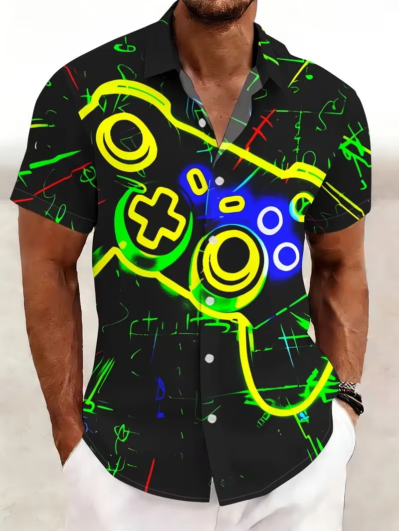 Men's Neon Game Controller Print Beach Shirts Graffiti Style Gaming Pattern Short Sleeve Casual Button Down Hawaiian Shirt Top
Men's Neon Game Controller Print Beach Shirts Graffiti Style Gaming Pattern Short Sleeve Casual Button Down Hawaiian Shirt Top