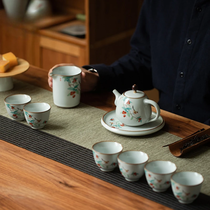 Moon white Ru kiln teapot tea set open piece can raise ceramic tea set kung fu tea ceremony gift home
Moon white Ru kiln teapot tea set open piece can raise ceramic tea set kung fu tea ceremony gift home