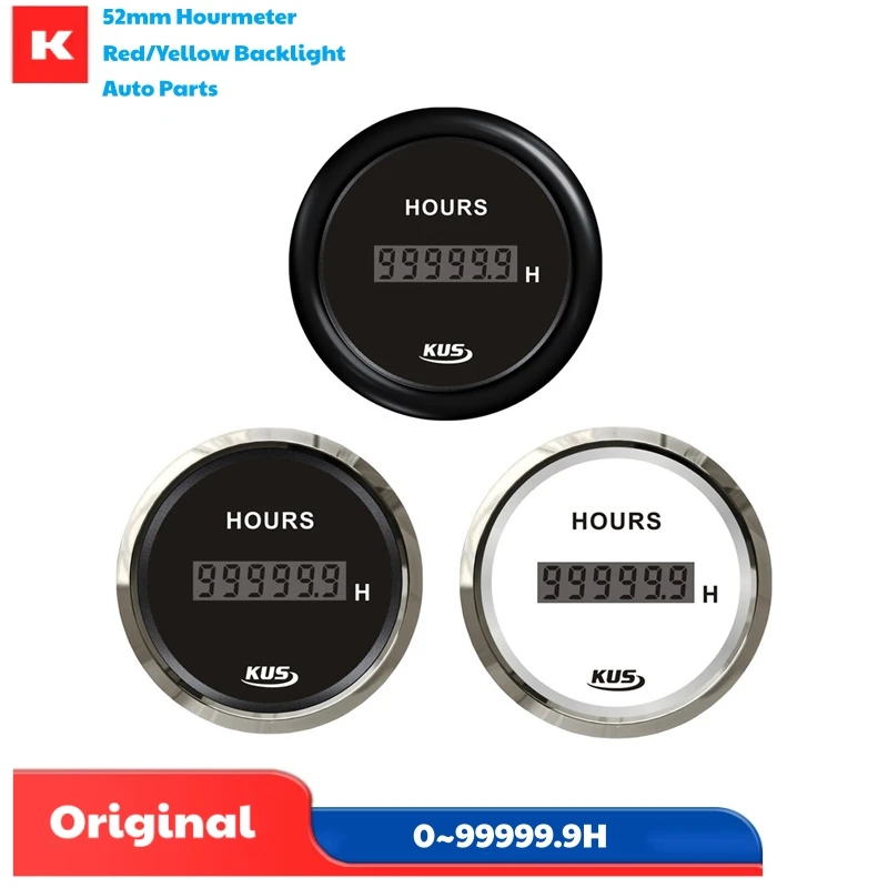 KUS Auto 0-99999.9H Show Hourmeters 52mm Digital Hour Meters Clock Gauges White Devices 12v/24v with Yellow / Red Backlight
KUS Auto 0-99999.9H Show Hourmeters 52mm Digital Hour Meters Clock Gauges White Devices 12v/24v with Yellow / Red Backlight