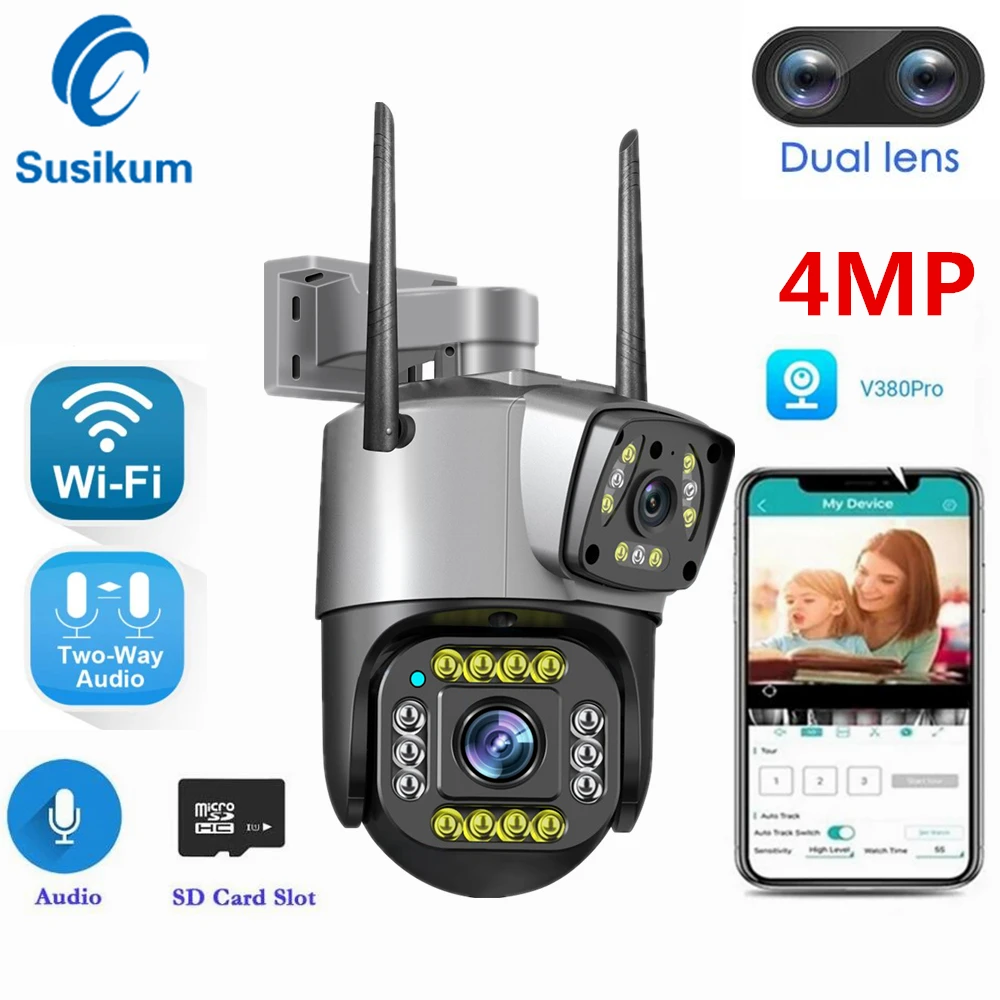 Outdoor Dual Lens Camera WIFI V380 Pro Security Protection Color Night Vision Waterproof Wireless PTZ IP Camera
Outdoor Dual Lens Camera WIFI V380 Pro Security Protection Color Night Vision Waterproof Wireless PTZ IP Camera
