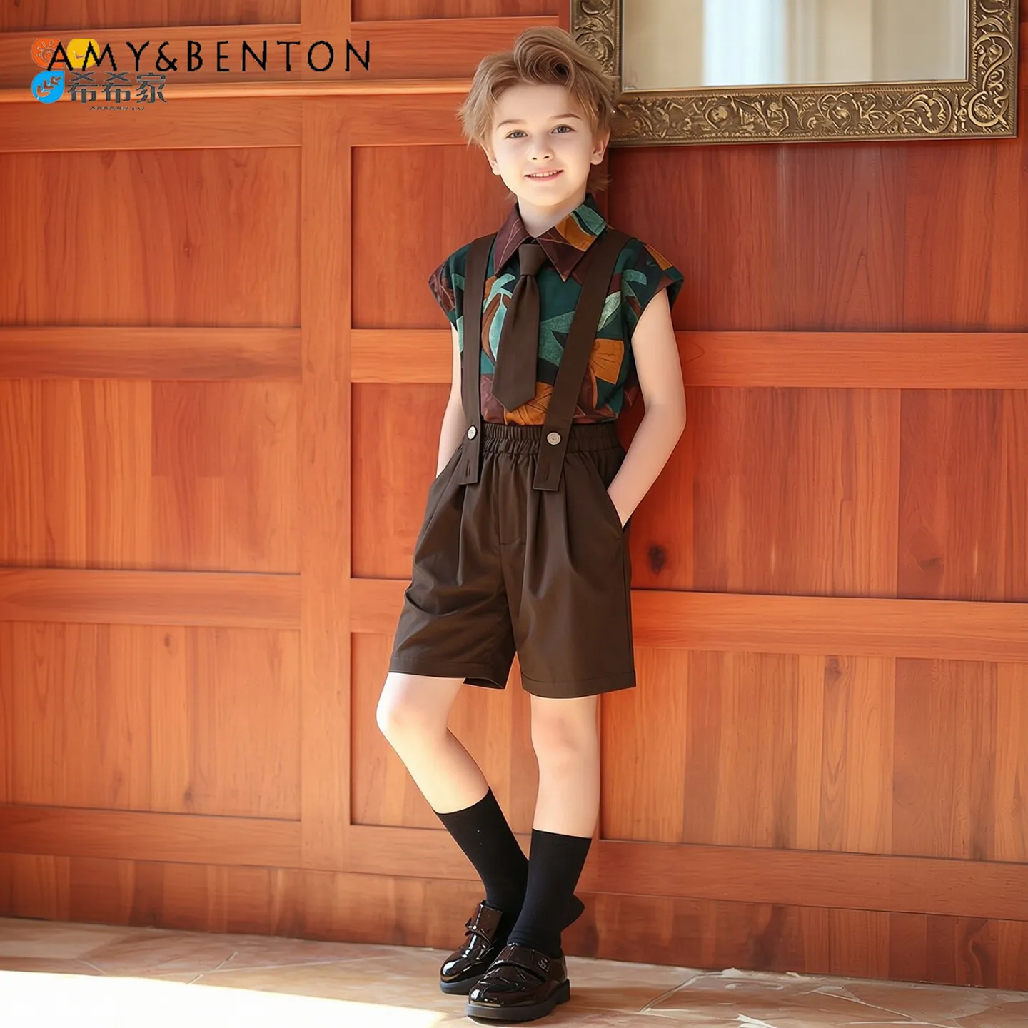 Babys British Fashion Cool Overalls Shorts Set Kids Summer New Print Short Sleeve Blouse Birthday Party Performances 2pcs Sets
Babys British Fashion Cool Overalls Shorts Set Kids Summer New Print Short Sleeve Blouse Birthday Party Performances 2pcs Sets