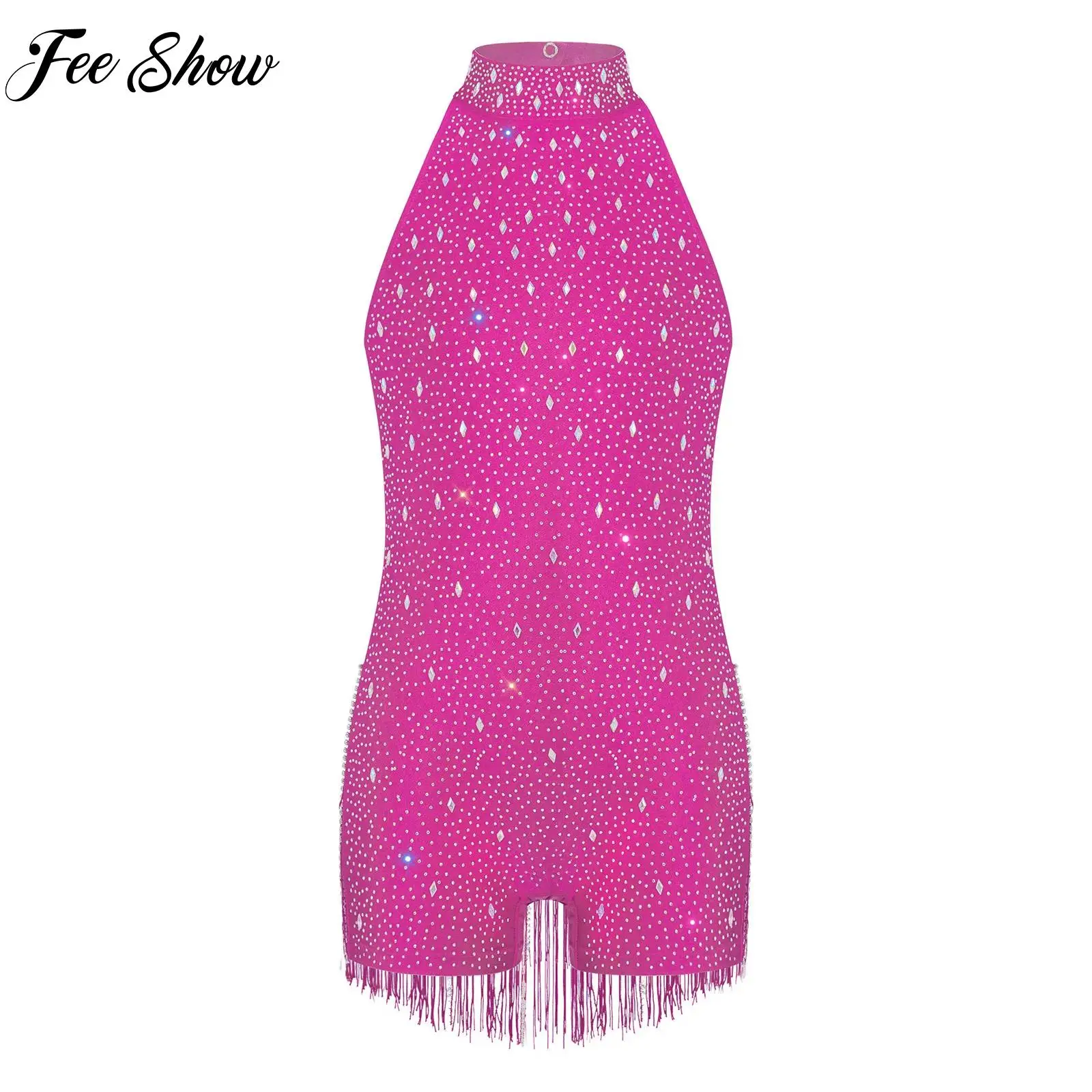 Child Girls Jazz Latin Ballet Dance Fringed Jumpsuit Halter Sleeveless Rhinestones Leotard Bodysuit Party Performance Dancewear
Child Girls Jazz Latin Ballet Dance Fringed Jumpsuit Halter Sleeveless Rhinestones Leotard Bodysuit Party Performance Dancewear