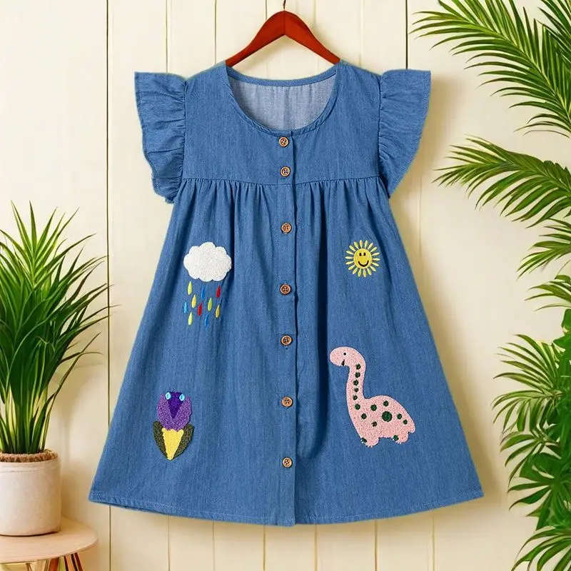 Baby Girls Clothes European And American Girls Denim Skirt Girl Dresses Summer Animal Dinosaur Applique Embroidery Cartoon
Baby Girls Clothes European And American Girls Denim Skirt Girl Dresses Summer Animal Dinosaur Applique Embroidery Cartoon