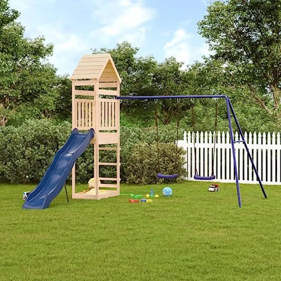 Outdoor Playset Solid Wood Pine Garden Play Set with 1 Play Tower 1 Wave Slide 1 Double Swing Set Modern Outdoor Backyard 's Cl
Outdoor Playset Solid Wood Pine Garden Play Set with 1 Play Tower 1 Wave Slide 1 Double Swing Set Modern Outdoor Backyard 's Cl