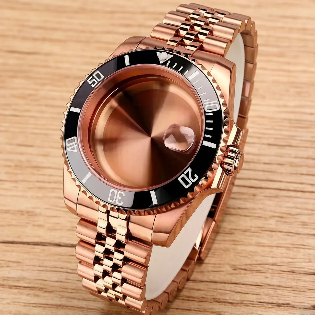 Rose Gold 40MM Watch Case High Quality Sapphire Glass For SUB Seiko NH35 NH36 NH34 ETA 2824 Miyota 8215 Movt 316L Steel Bracelet
Rose Gold 40MM Watch Case High Quality Sapphire Glass For SUB Seiko NH35 NH36 NH34 ETA 2824 Miyota 8215 Movt 316L Steel Bracelet