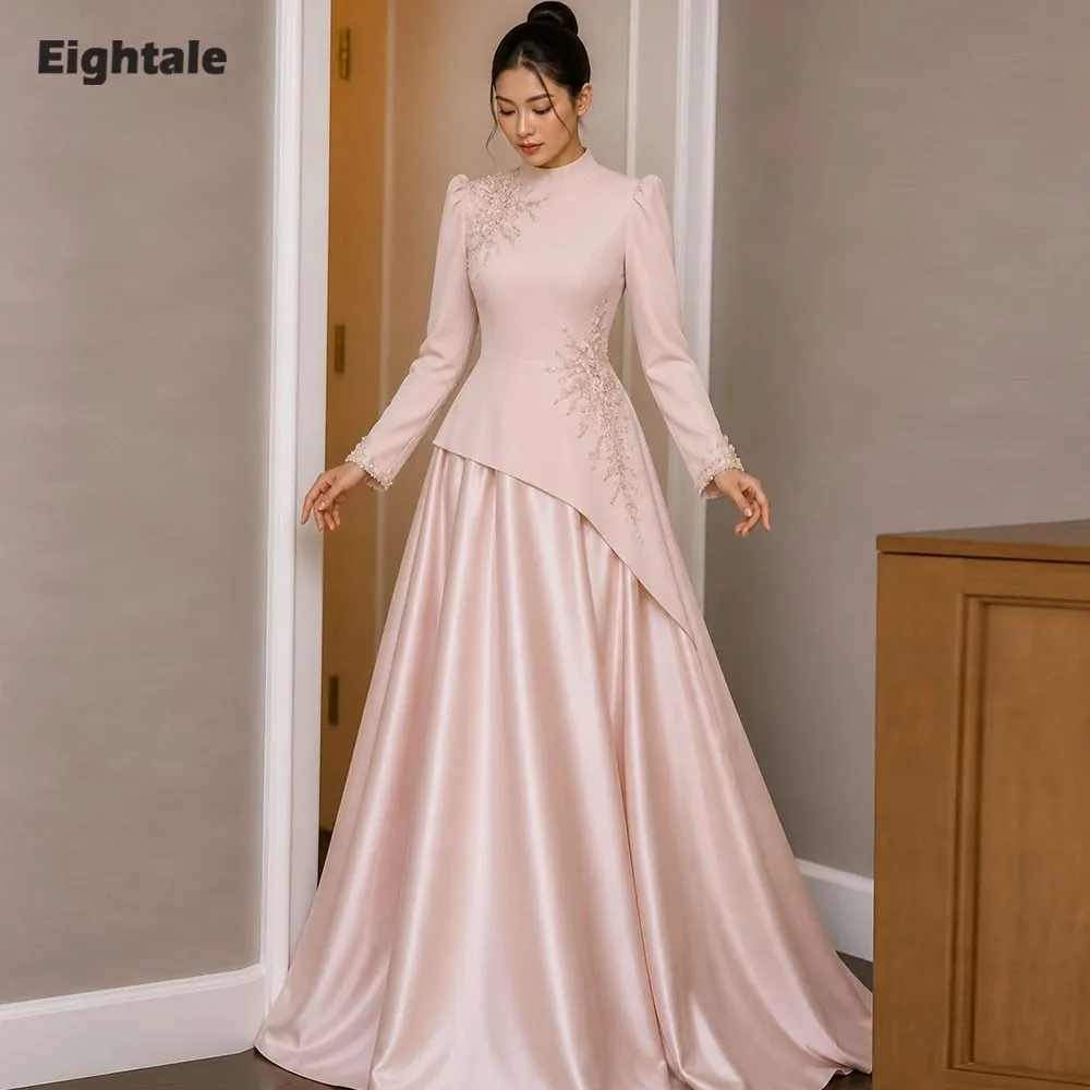 Eightale Arabic Evening dress for women Customized High Neck Beaded A-Line Floor Length Satin Prom Party Gown Wedding
Eightale Arabic Evening dress for women Customized High Neck Beaded A-Line Floor Length Satin Prom Party Gown Wedding