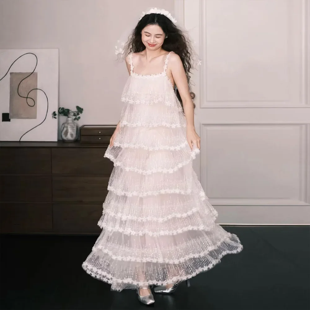 Korean Style Lace Trimmed Mesh Splice Cake Dress Flared Half-length Slimming Long Skirt Bridal Fairy T Beautiful Gown Customized
Korean Style Lace Trimmed Mesh Splice Cake Dress Flared Half-length Slimming Long Skirt Bridal Fairy T Beautiful Gown Customized