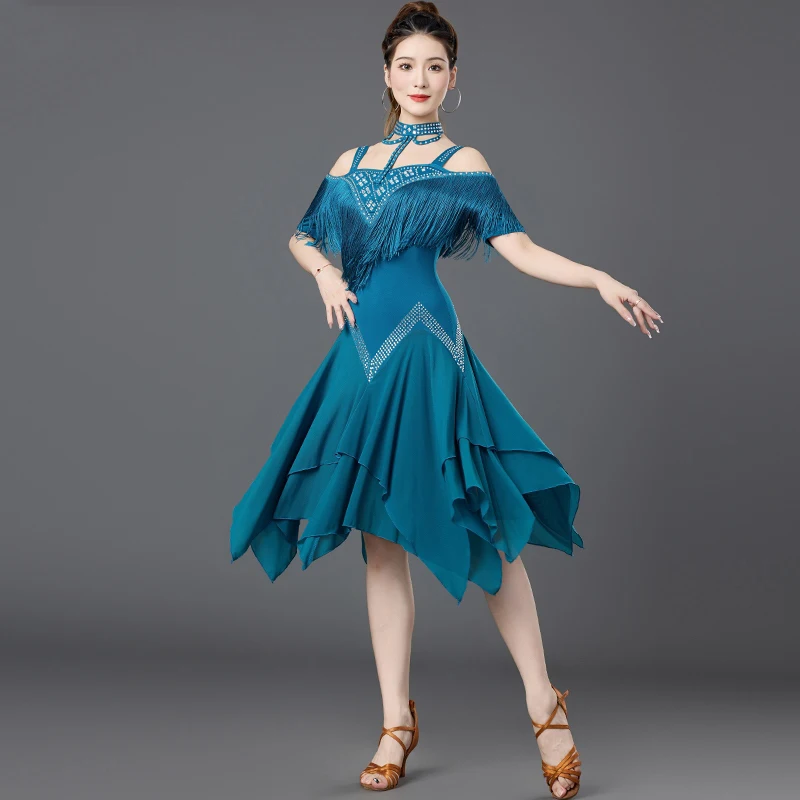 2025 Latin Dance Tassels Off Shoulder Irregular Dress Performance Dress Competition Practice Clothes Chacha Dance Dress DQL11549
2025 Latin Dance Tassels Off Shoulder Irregular Dress Performance Dress Competition Practice Clothes Chacha Dance Dress DQL11549