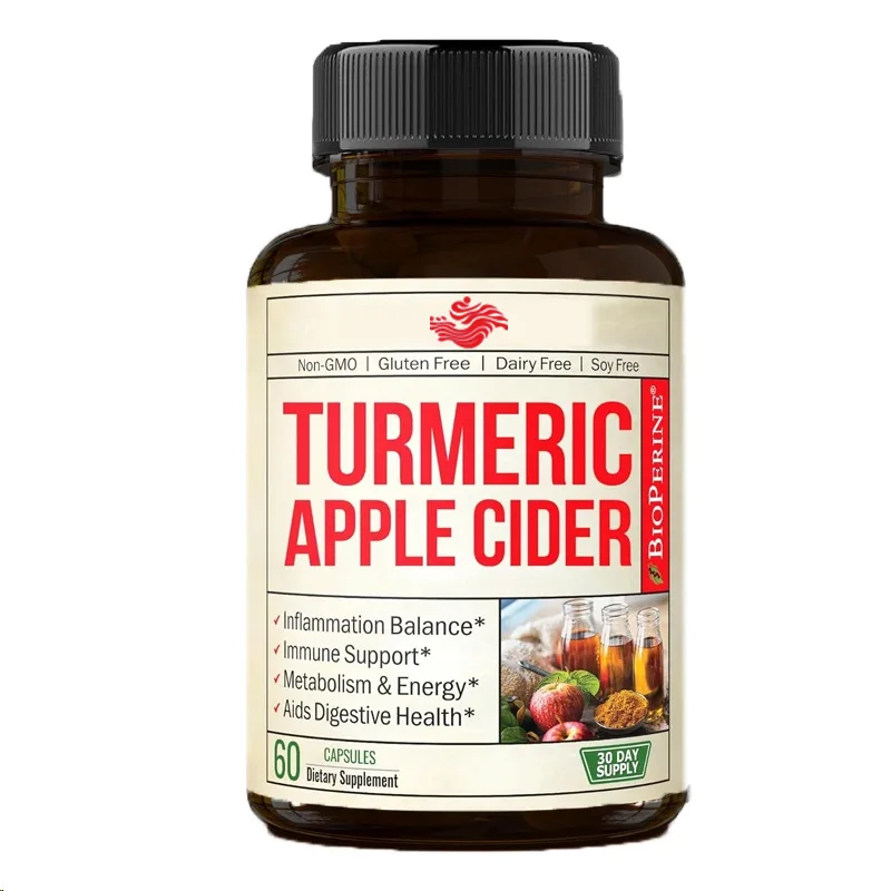 Organic Cider Vinegar Capsules Containing Turmeric And Ginger,60capsules For Joint Metabolism And Digestion Support
Organic Cider Vinegar Capsules Containing Turmeric And Ginger,60capsules For Joint Metabolism And Digestion Support