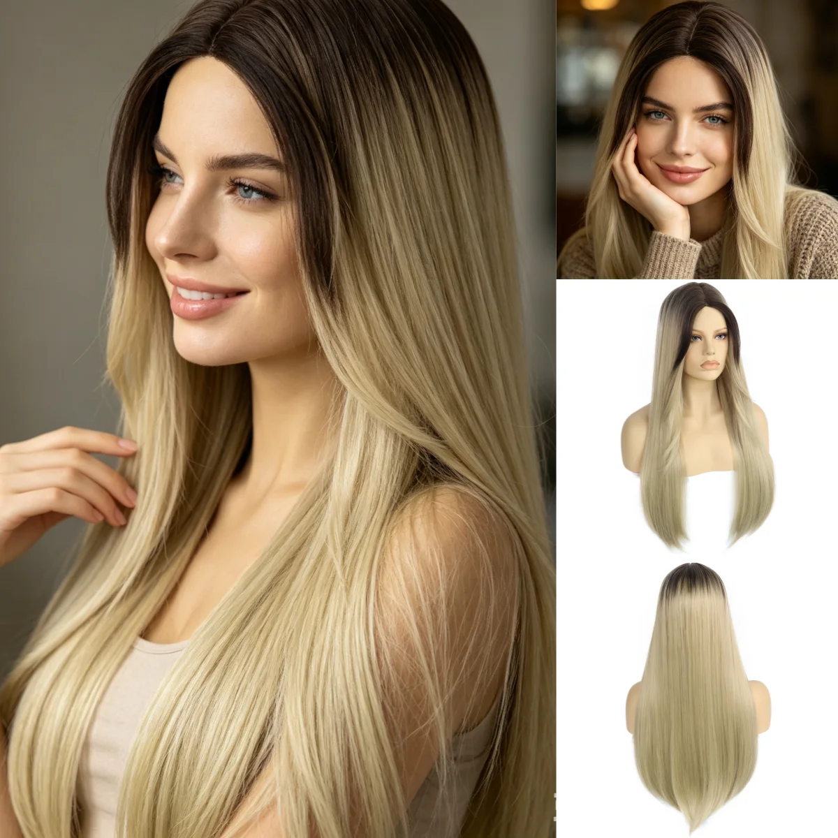 Ombre Brown Blonde Straight Synthetic Wig For Women Middle Part Natural Hairline Daily Party Use
Ombre Brown Blonde Straight Synthetic Wig For Women Middle Part Natural Hairline Daily Party Use