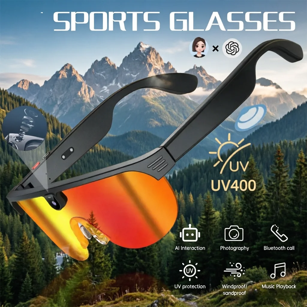 AI Smart Glasses Men Bluetooth Call Video Recording Camera Translation Sunglasses Music Sport Cycling Eyewear
AI Smart Glasses Men Bluetooth Call Video Recording Camera Translation Sunglasses Music Sport Cycling Eyewear