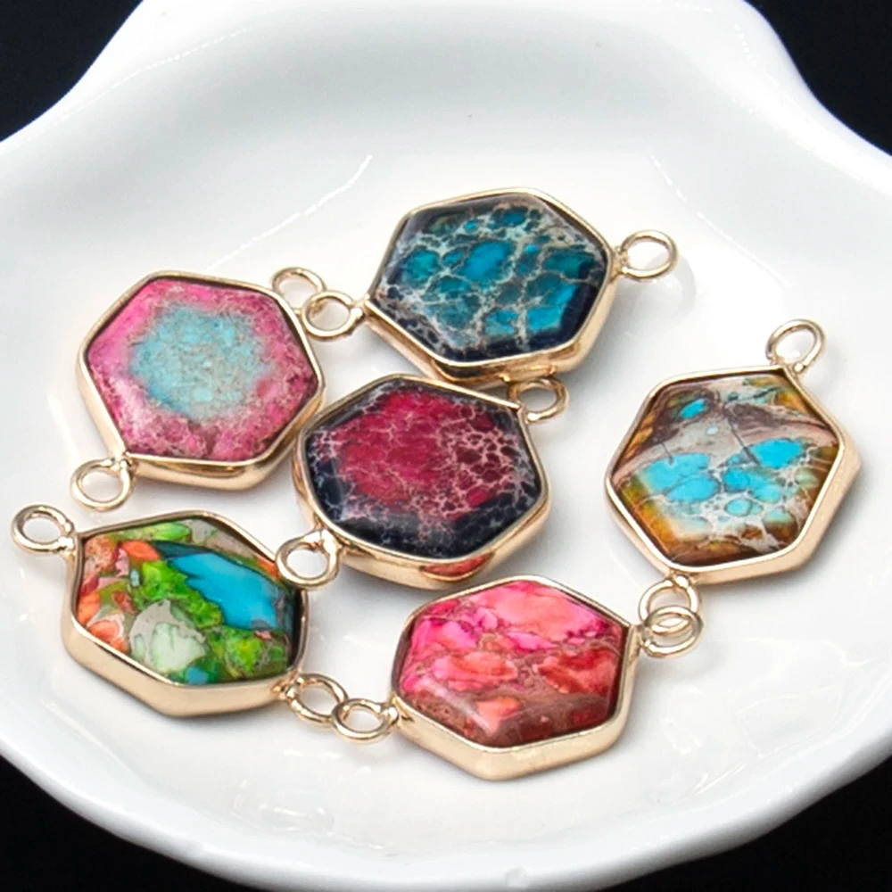 1PC Naural Gemstone Connector Imperial Stone Handmade Hexagonal DIY for Making Necklace Bracelet Earrings 16x20mm
1PC Naural Gemstone Connector Imperial Stone Handmade Hexagonal DIY for Making Necklace Bracelet Earrings 16x20mm