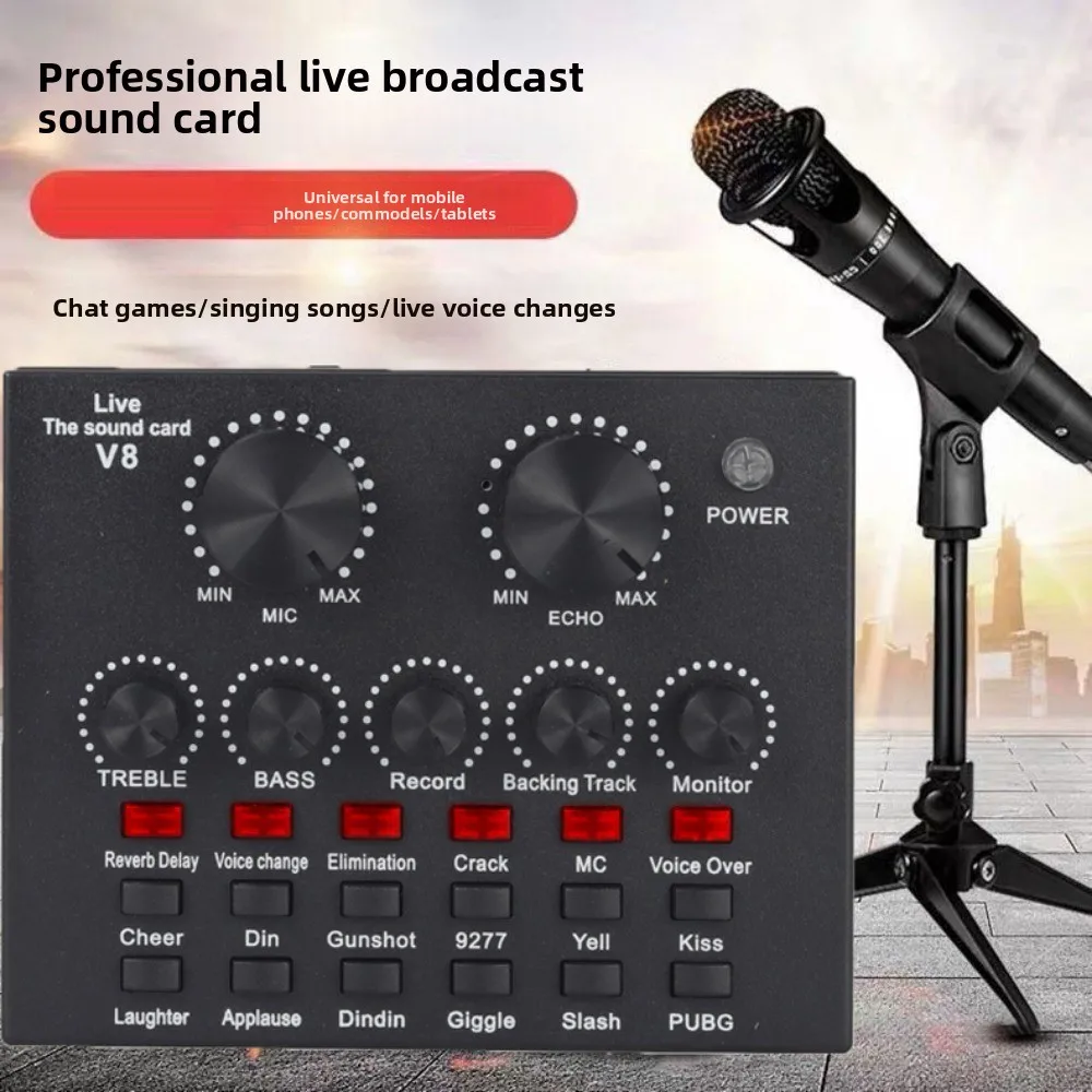Convenient Audio Mixer V8 Sound Card Studio Record Professional Mic Sound Card Portable Black External Sound Card PC Computer
Convenient Audio Mixer V8 Sound Card Studio Record Professional Mic Sound Card Portable Black External Sound Card PC Computer