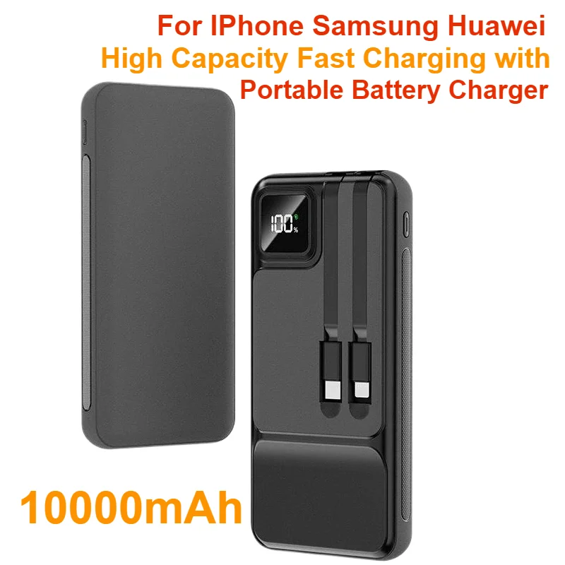 For IPhone Samsung Huawei Power Bank 10000mAh High Capacity Fast Charging with 2 Cable Portable Battery Charger
For IPhone Samsung Huawei Power Bank 10000mAh High Capacity Fast Charging with 2 Cable Portable Battery Charger