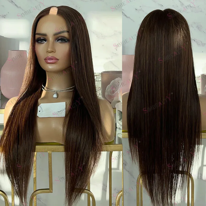 Simbeauty Lowlight Medium Brown Silky Straight Afro Black Women Natural Human Hair 1x4 Size U Part Wigs with Clips Adjustable
Simbeauty Lowlight Medium Brown Silky Straight Afro Black Women Natural Human Hair 1x4 Size U Part Wigs with Clips Adjustable
