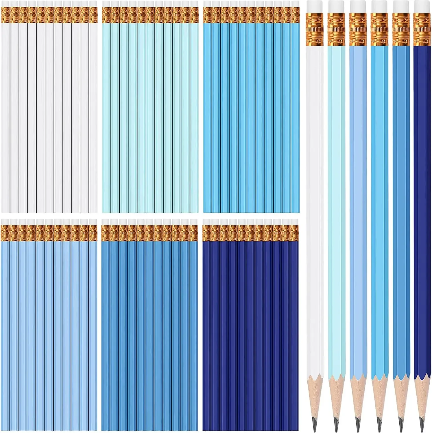 120 Pcs HB Pencils with Eraser, Unsharpened Wooden Hexagonal for School, Office, Art Sketching - Blue Green Series
120 Pcs HB Pencils with Eraser, Unsharpened Wooden Hexagonal for School, Office, Art Sketching - Blue Green Series