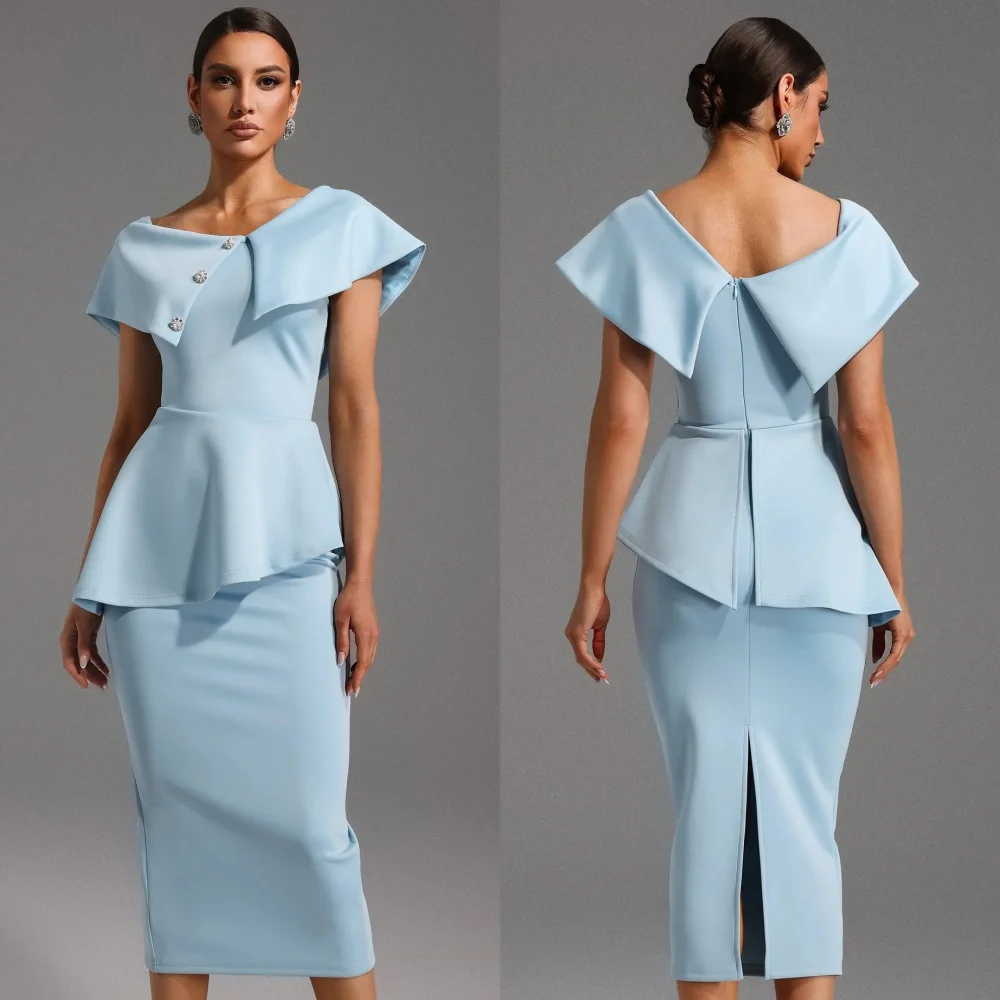 Customized High Quality Elegant Jersey Rhinestone Ruched Straight Scoop Neck Tea Length Dresses Bespoke Occasion Dresses Formal
Customized High Quality Elegant Jersey Rhinestone Ruched Straight Scoop Neck Tea Length Dresses Bespoke Occasion Dresses Formal