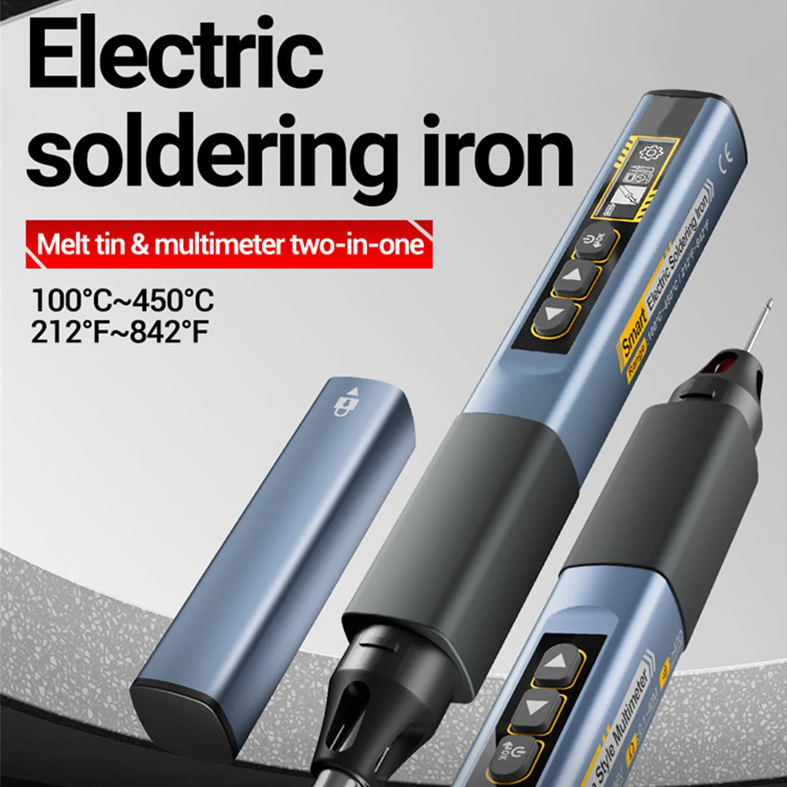 75W Portable Soldering Iron Kit with OLED Display Fast Heating Adjustable Temperature Auto-Shutoff with Multimeter Test Leads
75W Portable Soldering Iron Kit with OLED Display Fast Heating Adjustable Temperature Auto-Shutoff with Multimeter Test Leads