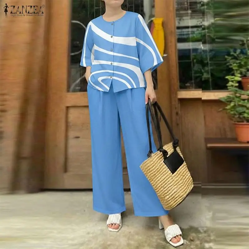 ZANZEA Summer Casual Daily Printing Pant Suits Woman Wide-Leg Pants & 3/4 Sleeve O-Neck Shirts 2 Piece Sets Women's Outfits 3XL
ZANZEA Summer Casual Daily Printing Pant Suits Woman Wide-Leg Pants & 3/4 Sleeve O-Neck Shirts 2 Piece Sets Women's Outfits 3XL