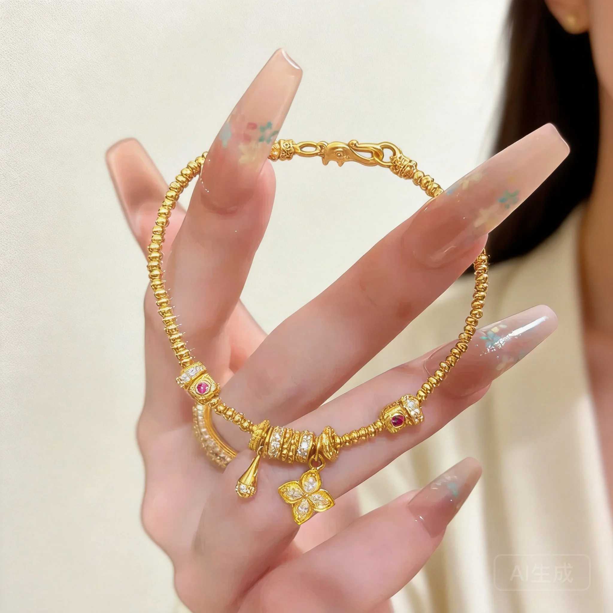 24k Real Gold Plated Chinese Style Lucky Clover Water Drop Gold Bead Bracelet Blessing Wealth Good Luck Elegant Dainty Jewelry
24k Real Gold Plated Chinese Style Lucky Clover Water Drop Gold Bead Bracelet Blessing Wealth Good Luck Elegant Dainty Jewelry