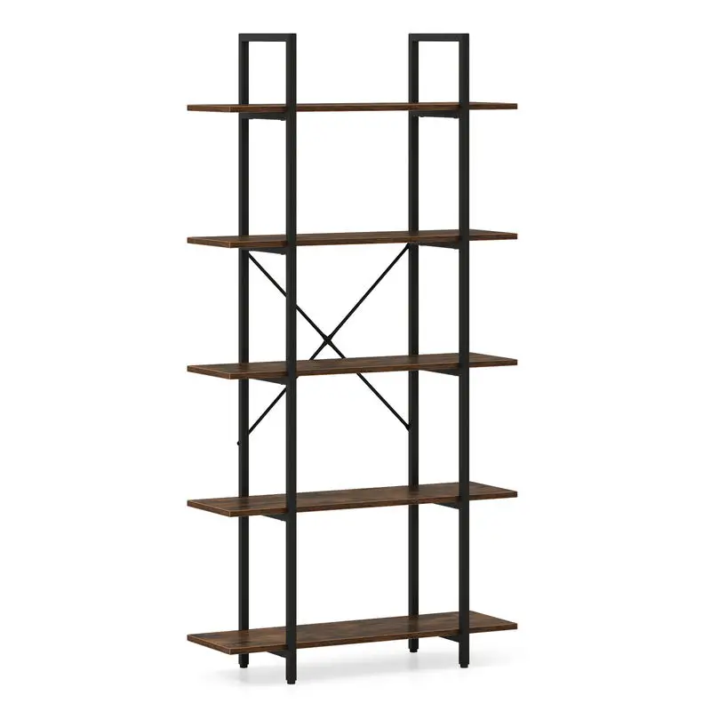 5-Tier 62 Inch Tall Vintage Industrial Bookcase with Open Storage Shelves-Rustic Brown
5-Tier 62 Inch Tall Vintage Industrial Bookcase with Open Storage Shelves-Rustic Brown