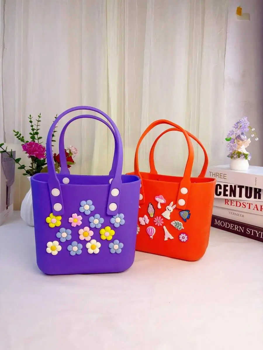 Candy-Colored EVA Beach Tote Bag With Floral Appliques Waterproof Fashion Handbag For Women
Candy-Colored EVA Beach Tote Bag With Floral Appliques Waterproof Fashion Handbag For Women