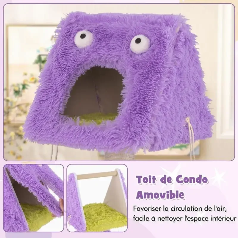 Cute Monster-Themed Cat Tower with 2 Private Condos for Small Place-Purple
Cute Monster-Themed Cat Tower with 2 Private Condos for Small Place-Purple