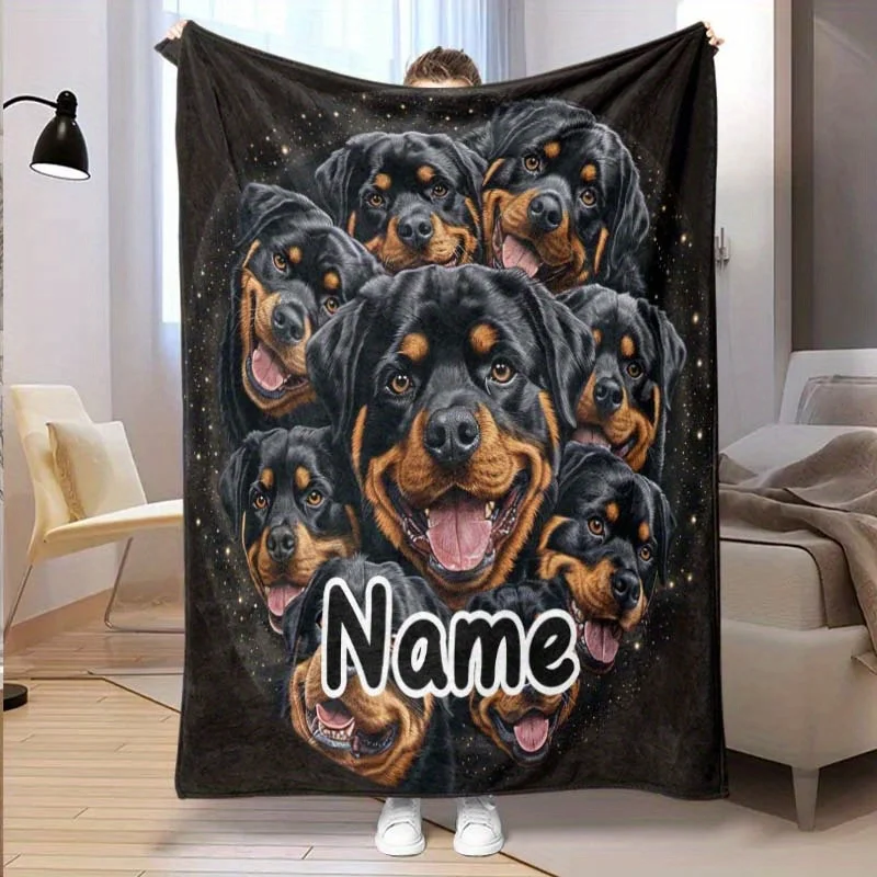 1 шт., одеяло с портретом собаки Ротвейлера на заказ, мягкое теплое фланелевое одеяло с цифровой печатью, легкое всесезонное одеяло
1 шт., одеяло с портретом собаки Ротвейлера на заказ, мягкое теплое фланелевое одеяло с цифровой печатью, легкое всесезонное одеяло