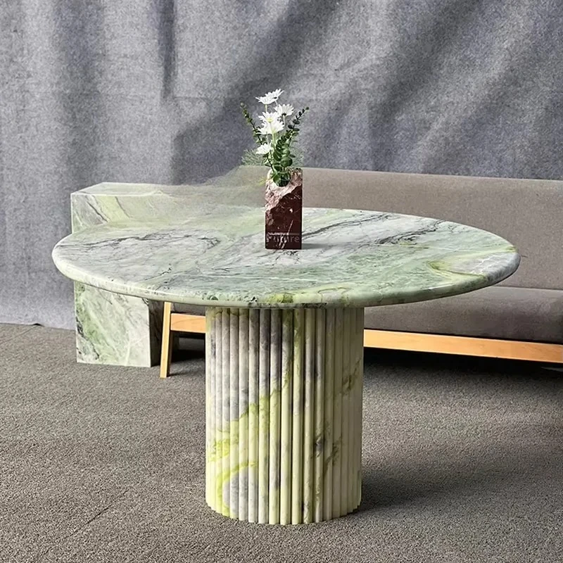 Low Plinth Nordic 100% Natural Stone Light Green Marble Round Top Dining Table Set for Villa Hotel Restaurant
Low Plinth Nordic 100% Natural Stone Light Green Marble Round Top Dining Table Set for Villa Hotel Restaurant
