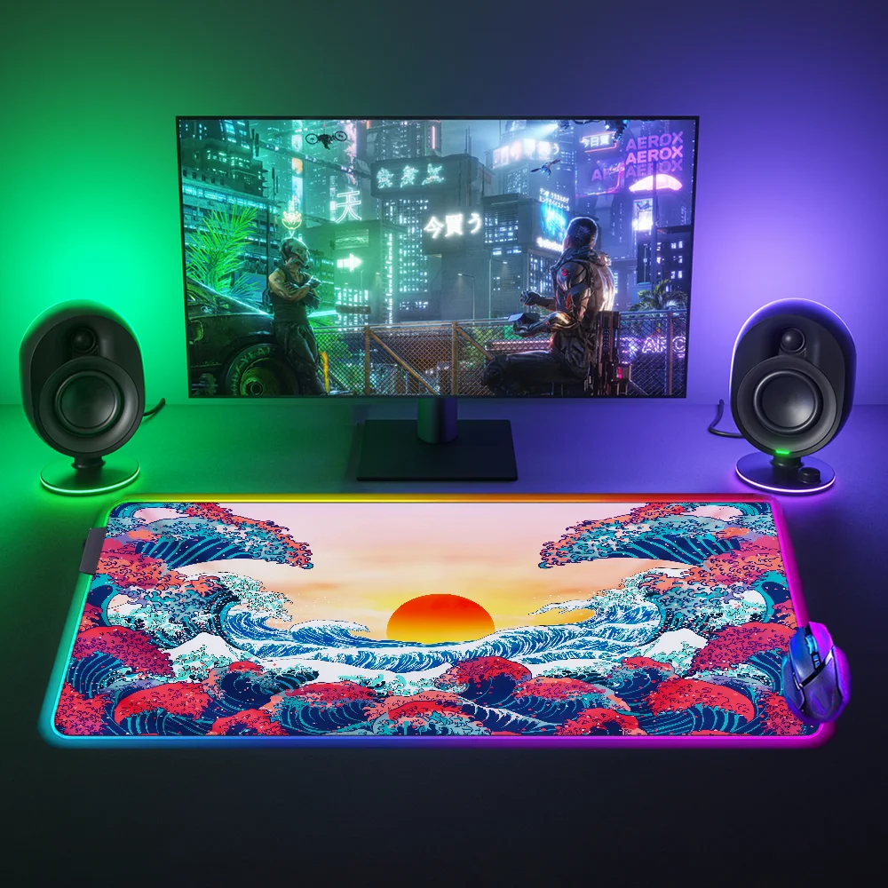 Great Wave Japanese Mouse Carpet RGB LED Backlit Mause Pad Gamer Anime Mouse Mats Deskmat Pc Accessories Gaming Desk Accessories
Great Wave Japanese Mouse Carpet RGB LED Backlit Mause Pad Gamer Anime Mouse Mats Deskmat Pc Accessories Gaming Desk Accessories