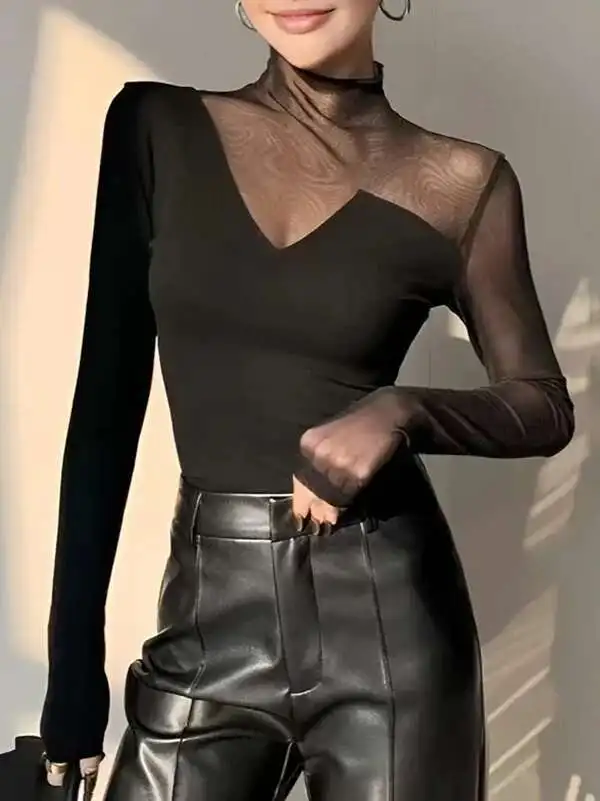 BabYoung 2025 Summer Mesh Sexy T-Shirts For Women Blue Black Long Sleeve Woman Asymmetric Skinny Green Tops Blouse
BabYoung 2025 Summer Mesh Sexy T-Shirts For Women Blue Black Long Sleeve Woman Asymmetric Skinny Green Tops Blouse