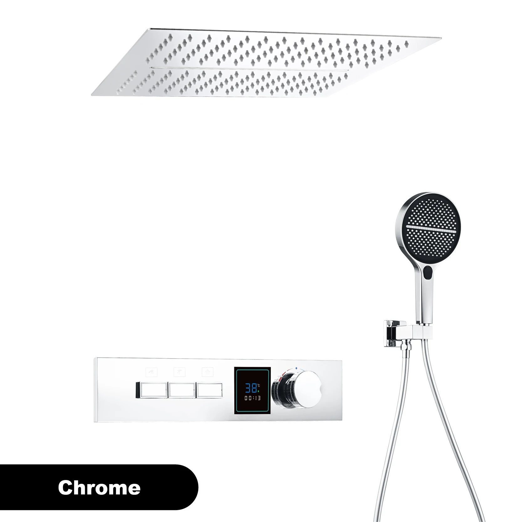 Luxury Bathroom Gunmetal Brass LED Temp Display Shower Sysetem Ceiling- Embedded 2 function Rainfall/waterfall Bath Fixtures
Luxury Bathroom Gunmetal Brass LED Temp Display Shower Sysetem Ceiling- Embedded 2 function Rainfall/waterfall Bath Fixtures