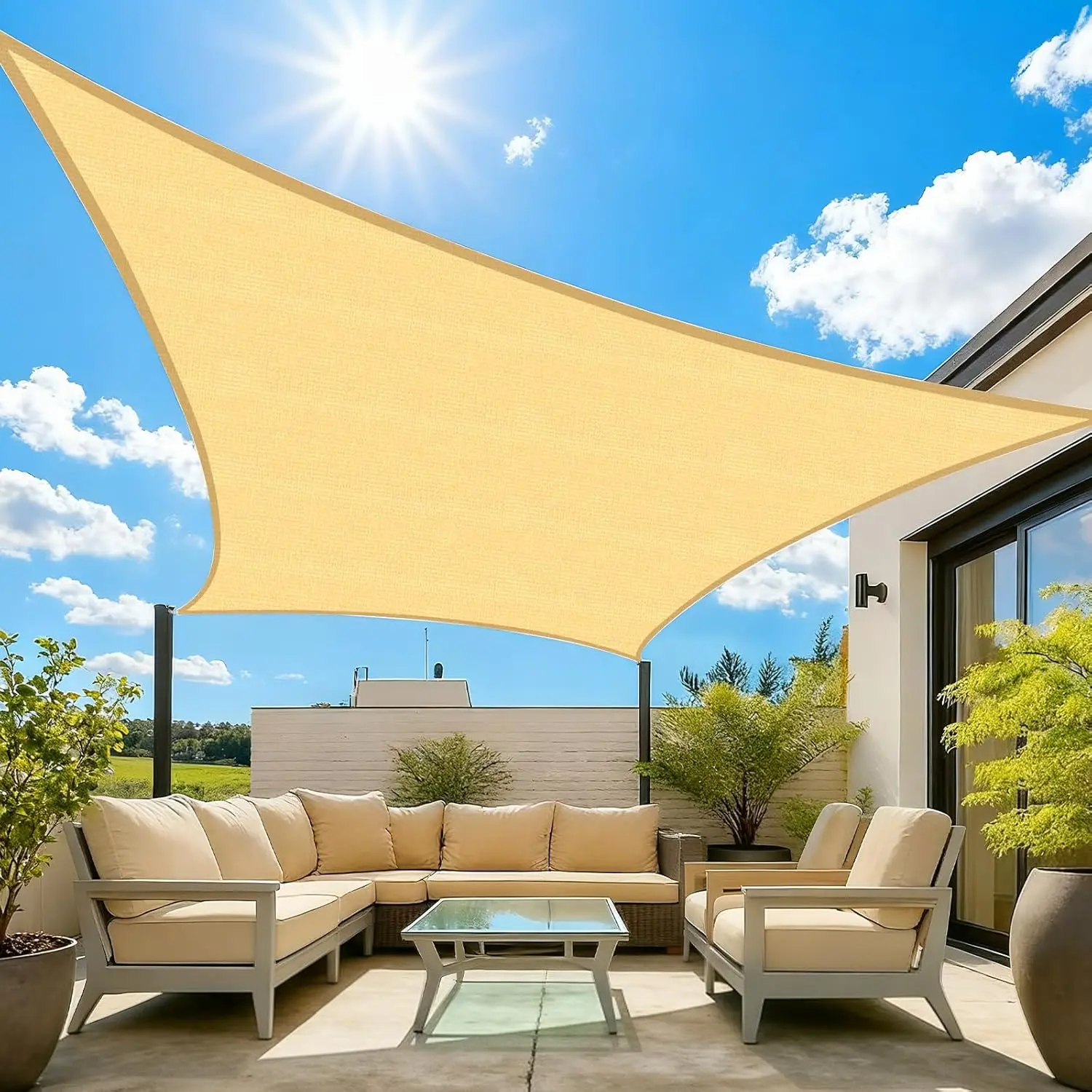 Sun Shade Sail, 10'X16' Sand Rec le Curved Edged Sun Shade, Commercial Grade 185GSM HDPE UV Permeable Outdoor Shade Cloth fo
Sun Shade Sail, 10'X16' Sand Rec le Curved Edged Sun Shade, Commercial Grade 185GSM HDPE UV Permeable Outdoor Shade Cloth fo