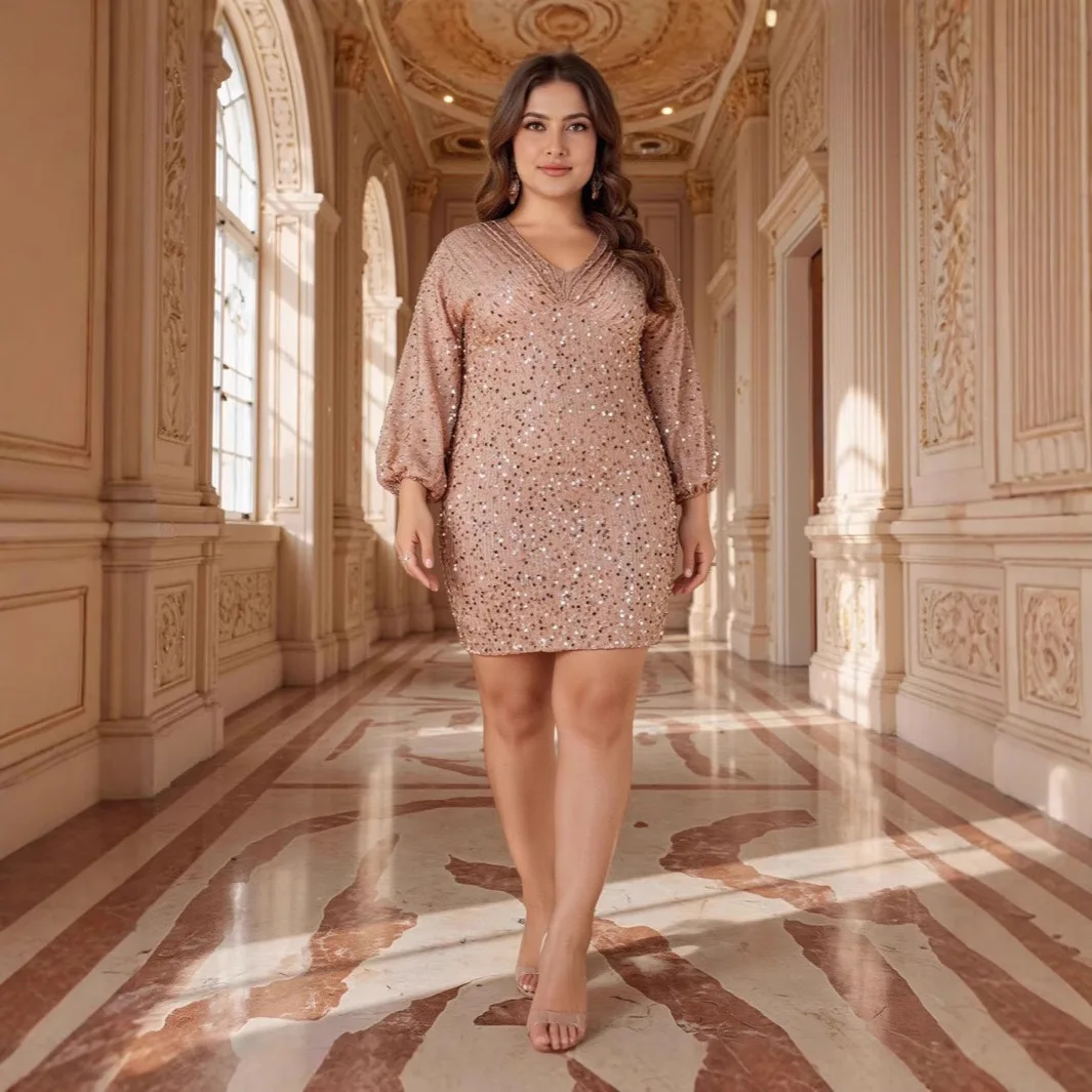 Women's plus size hip hugging skirt sexy slim fit sequined evening gown
Women's plus size hip hugging skirt sexy slim fit sequined evening gown