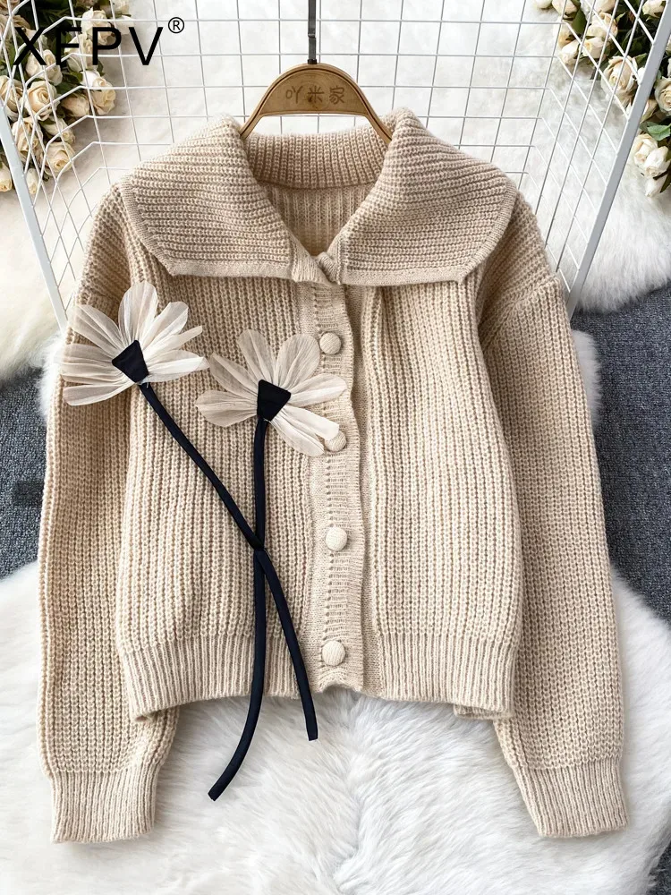 BabYoung Women's Sweet Temperament Flower Lapel Loose Knitted Sweater Jacket Coat Y2k Korean Fashion Autumn Winter 2023
BabYoung Women's Sweet Temperament Flower Lapel Loose Knitted Sweater Jacket Coat Y2k Korean Fashion Autumn Winter 2023