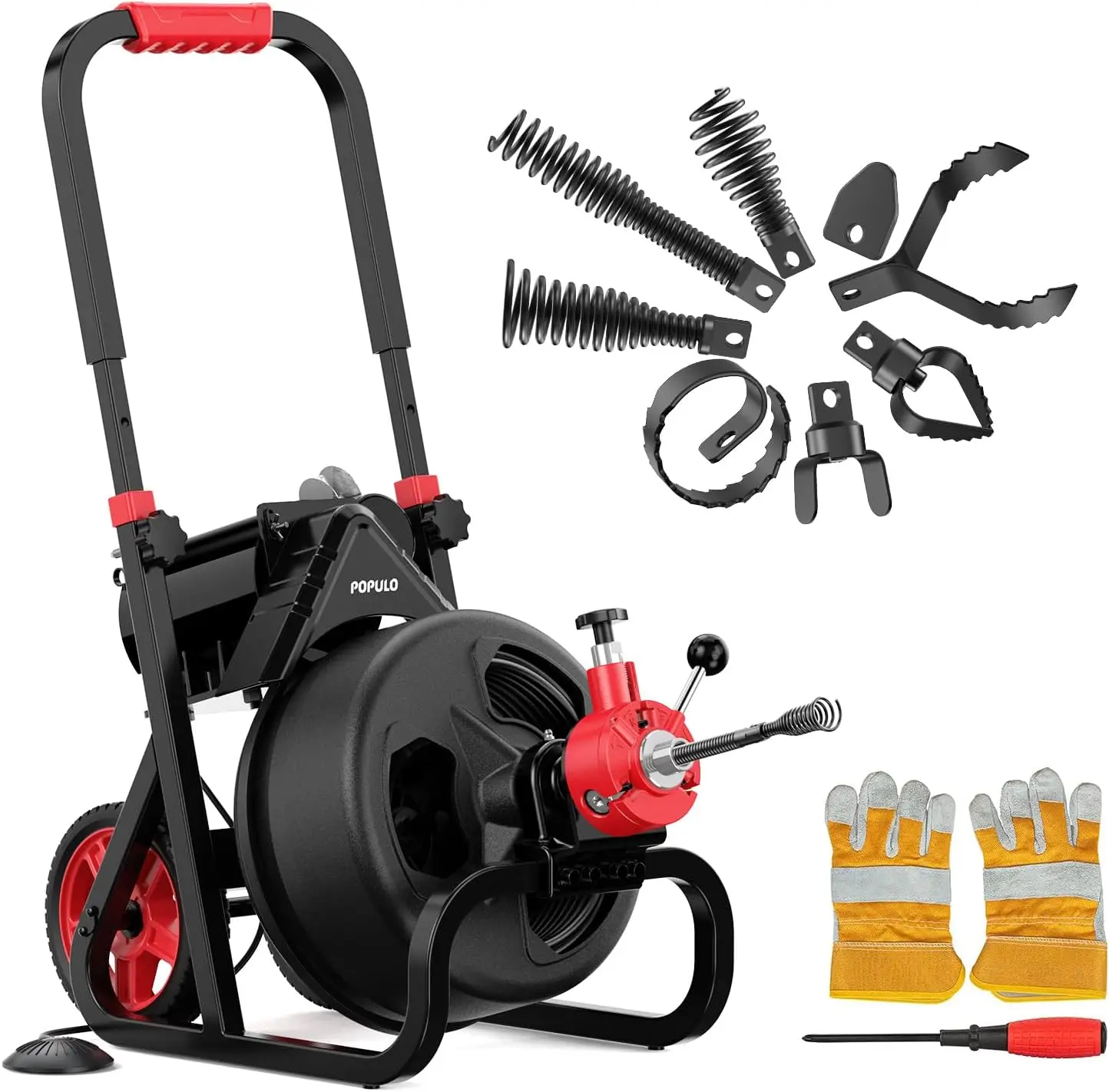 Auto Feed 50FT 1 2 Inch Electric Drain Snake With Mobile 8 Wheel 600W Drain Auger Includes 8 Cutters and Glove Suitable For 2
Auto Feed 50FT 1 2 Inch Electric Drain Snake With Mobile 8 Wheel 600W Drain Auger Includes 8 Cutters and Glove Suitable For 2