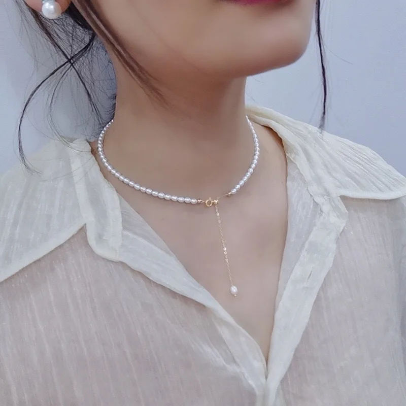 Strong Light Rice Grain-Freshwater Pearl Necklace Female Clavicle Chain Pulling Adjustable Millet Bead Necklace
Strong Light Rice Grain-Freshwater Pearl Necklace Female Clavicle Chain Pulling Adjustable Millet Bead Necklace