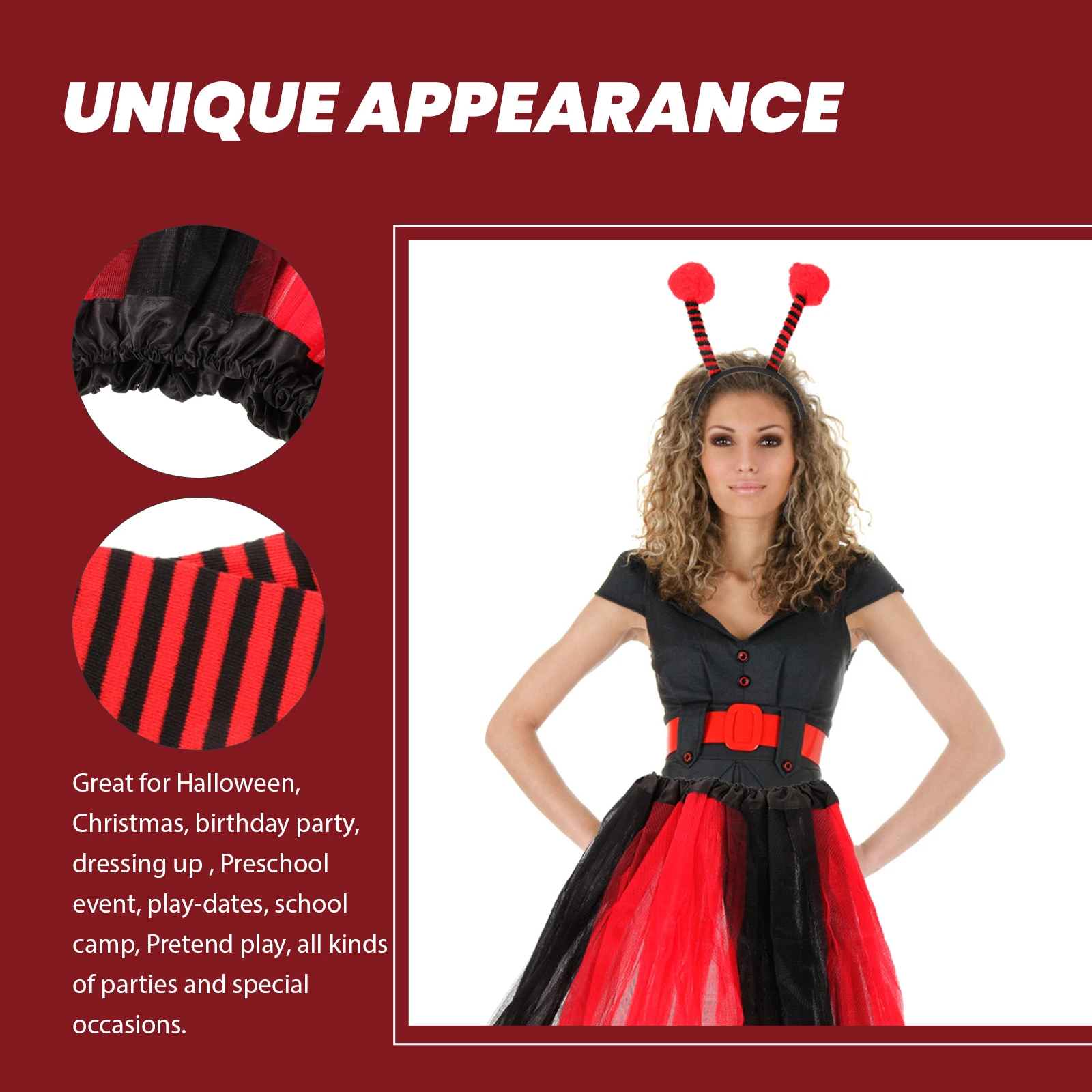 1 set Ladybug Costume Set Antenna Headband Lightweight Comfortable Party Cosplay Outfit Halloween Carnival Dress Up for Women
1 set Ladybug Costume Set Antenna Headband Lightweight Comfortable Party Cosplay Outfit Halloween Carnival Dress Up for Women