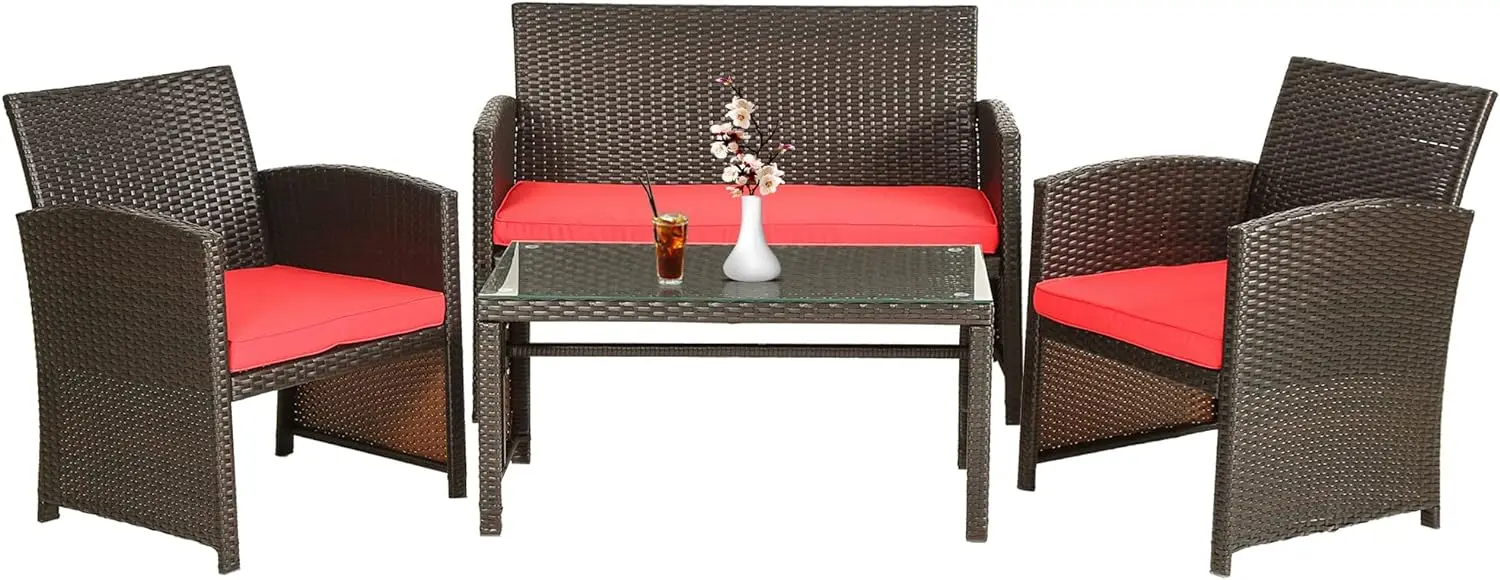 Patio Furniture Set Outdoor Furniture Wicker Conversation Set Rattan Outdoor Chairs Loveseats with Cushion Glass Table
Patio Furniture Set Outdoor Furniture Wicker Conversation Set Rattan Outdoor Chairs Loveseats with Cushion Glass Table