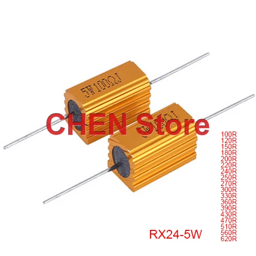 5PCS RX24 5W Gold aluminum shell resistor 100R 120R 150R 180R 200R 220R 240 250R 270R 330R 360 390R 430 470R 510R 560R 620 680R
5PCS RX24 5W Gold aluminum shell resistor 100R 120R 150R 180R 200R 220R 240 250R 270R 330R 360 390R 430 470R 510R 560R 620 680R