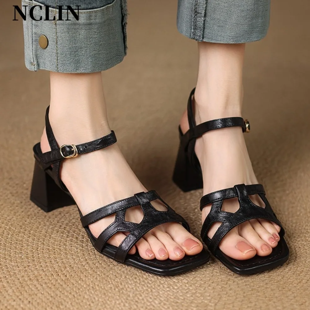 Square Toe Peep Toe Women's Sandals Fashion Genuine Leather Chunky High Heels Summer Strap Brown Colors Party Shoes Size 34-42
Square Toe Peep Toe Women's Sandals Fashion Genuine Leather Chunky High Heels Summer Strap Brown Colors Party Shoes Size 34-42