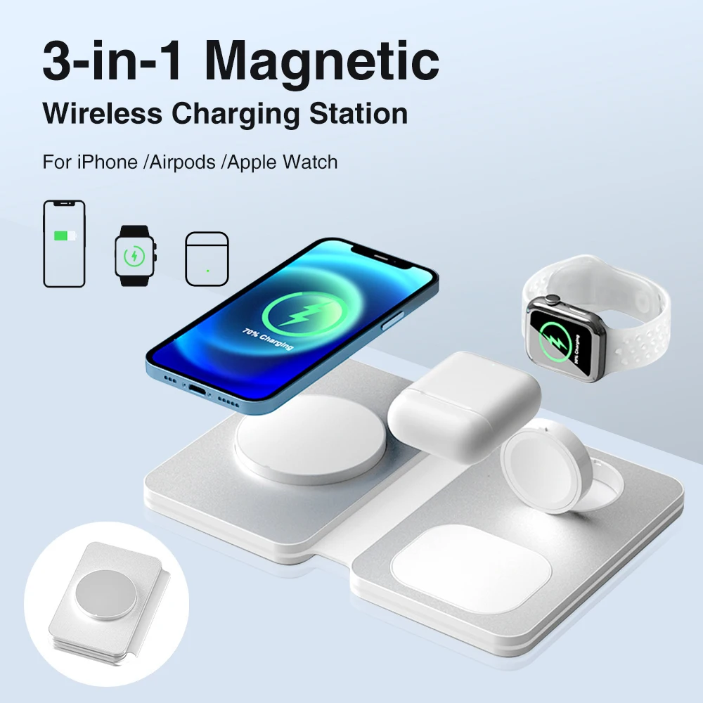 Foldable Magnetic Wireless Charger Stand For iPhone 14 13 12 Pro Fast Charging Dock Station For Apple Watch iWatch S8 AirPods 2
Foldable Magnetic Wireless Charger Stand For iPhone 14 13 12 Pro Fast Charging Dock Station For Apple Watch iWatch S8 AirPods 2