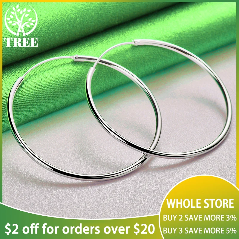 Trendy 925 Sterling Silver 50mm Smooth Round Circle Hoop Earrings For Women Wedding Engagement Birthday Party Gift Charm Jewelry
Trendy 925 Sterling Silver 50mm Smooth Round Circle Hoop Earrings For Women Wedding Engagement Birthday Party Gift Charm Jewelry