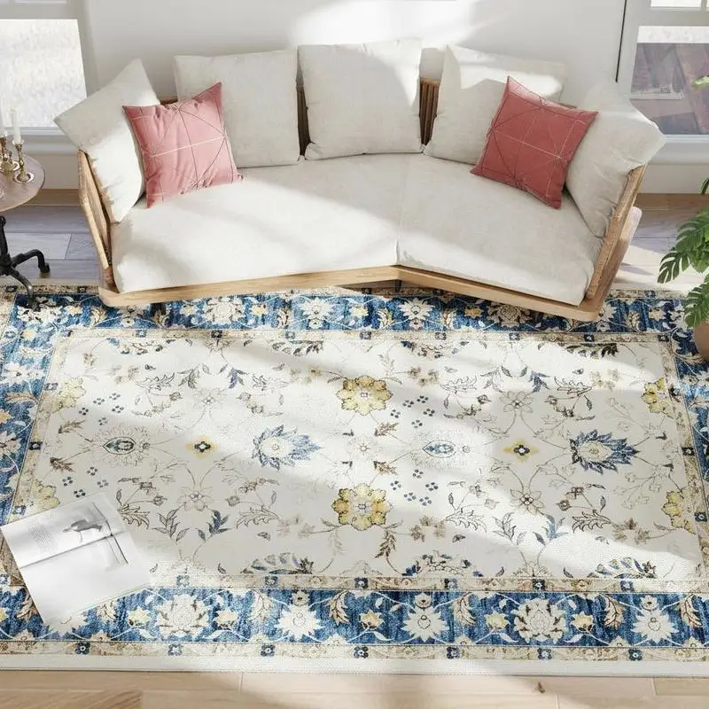 Machine Washable Area Rug 8x10, Non-Slip Boho Floral Print Floor Carpet for Living Room, Bedroom, Dining Room, Blue
Machine Washable Area Rug 8x10, Non-Slip Boho Floral Print Floor Carpet for Living Room, Bedroom, Dining Room, Blue