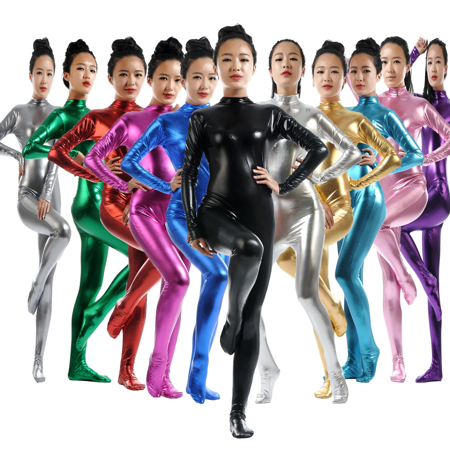 Ladies' Tight Fit Glue Painted Leather One-Piece Suit Extra Large Size Gold Faux Leather Foot Covering Back Zipper Design
Ladies' Tight Fit Glue Painted Leather One-Piece Suit Extra Large Size Gold Faux Leather Foot Covering Back Zipper Design